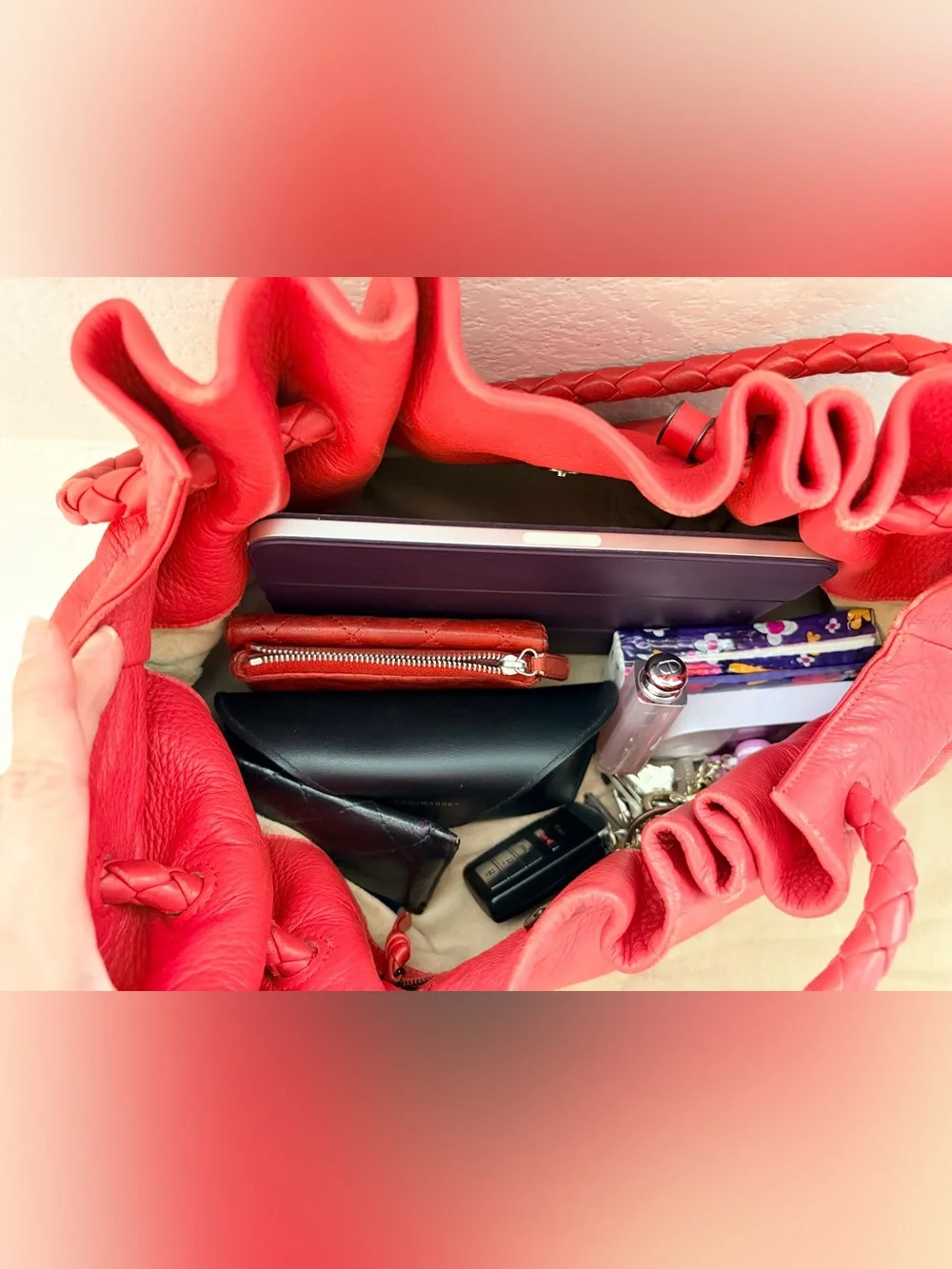 Auth BOTTEGA VENETA Coral Medium Hobo Intreciatto Leather Bag